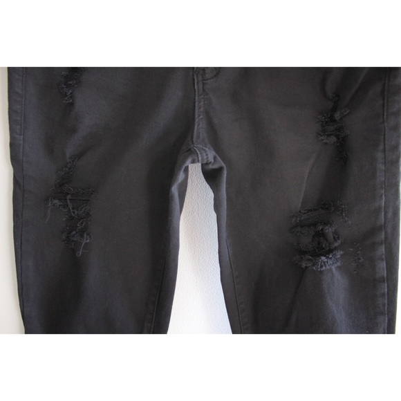 KanCan Preowned Raw Hem Distressed Washed Black Skinny Jeans 7 27 - Picture 4 of 9